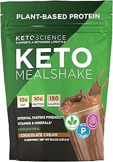 Plant Based Protein, Keto Meal Shake, Rich in Vitamins & Minerals, Complete Meal Replacement, Pea Protein for Women & Men, Chocolate Cream, 14 Servings