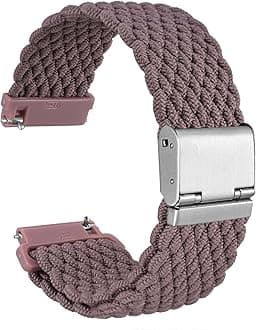 WOCCI 22mm Braided Nylon Watch Band for Men and Women, Quick Release, Silver Stainless Steel Buckle (Woodrose)