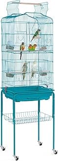 Yaheetech64'' H Open Top Metal Bird Cage Medium Small Parrot Parakeet Bird Cage w/Detachable Rolling Stand for Lovebirds Finches Canaries Parakeets Cockatiels
