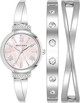 Anne Klein Women's Premium Crystal Accented Bangle Watch and Bracelet Set