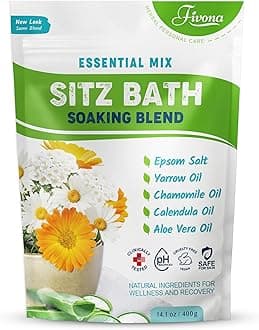 Hemorrhoid Care Postpartum Care Bartholin Cyst Relief - FIVONA Sitz Bath Salt Natural Epsom Blend with Essential Oils Soak - 14.1 oz