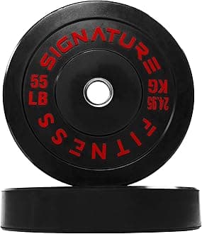 Olympic Barbell 2-Inch Rubber Bumper Plate Weight Set for Strength Training, Multiple Options