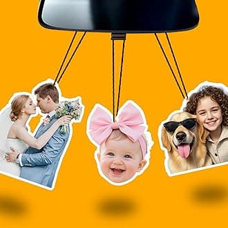 Personalised Car Air Freshener with Double Sided,Custom Printed Photo/Text,19 Kinds Scents Air Freshener for Car,Wardrobe,Bathroom,Hanging Ornaments,Long Lasting Fragrance (Personalised Crop)