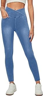 Stretchy Skinny Jeans for Women High Waist Pull on Jeggings Sweatpant Jeans Tummy Control Jean Leggings with Pockets