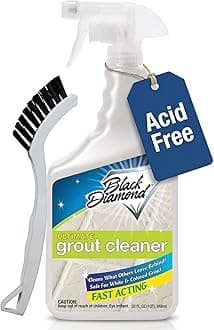 Black Diamond Ultimate Grout Cleaner: Best Cleaner for Tile,Ceramic,Porcelain, Marble Acid-Free Safe Deep Cleaner & Stain Remover for Even The Dirtiest Grout. (1-Quart/1-Brush)