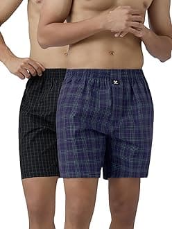 XYXX Men's Checkmate Super Combed Cotton Regular Fit Boxer Shorts with No Marks Waistband & Dual Side Pocket (Pack of 2)