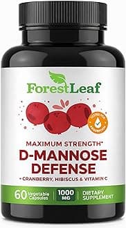 ForestLeaf D Mannose 1000mg Capsules - D-Mannose with Cranberry, Hibiscus & VIT C, Urinary Tract Health for Women and Men, Organic DMannose Pills for UTI, Urinary Health & Bladder Support 60 Capsules