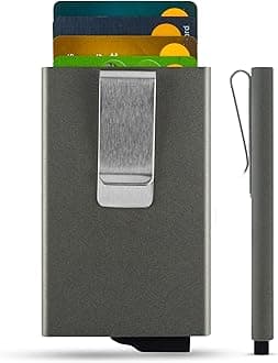 POWRMetal Card Holder Wallet - Wallets for Men UK - Minimalist Slim Metal RFID Blocking Credit Card Protector. Aircraft-Grade Aluminum Card Wallet. Mens Wallet - Holds 5 Credit Cards
