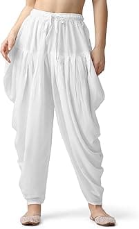 Mehrang Loose Fit Rayon Dhoti Pant for Women Patiala Slawar Bottom Wear Harem Pants, Waist Free Size (26 Inch to 38 Inch)