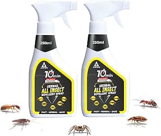 Amish Herbal All in One Spray 250ml Pack-2|10 Minutes Formula |Removes Entire Ant, Cockroach, Lizard, Bed Bugs, Spider, Bed Bugs|Powerful 100% Organic Insect Repellent Spray for Home Kitchen