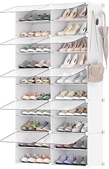 SONGMICS Shoe Rack Organizer, 10-Tier Shoe Storage Cabinet for Closet and Entryway, Holds 40 Pairs of Shoes, Adjustable, White ULPC035W01