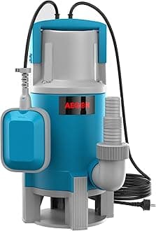 - ASP1100 1.5HP Pure Copper Submersible Sewage Pump/Water Drain Pump with Float Switch for Drainage - 16000 L/H, Head 9m (Blue)