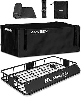 ARKSEN 30 x 50 x 6 Inch Universal Extra Wide 250LB Heavy Duty Roof Rack Cargo with 500D PVC Waterproof Cargo Bag, Car Top Luggage Holder Carrier Basket for SUV, Truck, & Car Steel Construction