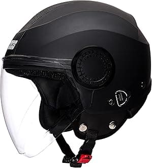 Urban Black with Black Strip Open Face Helmet (L)