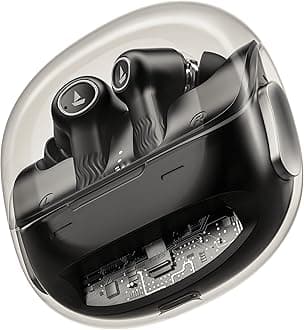 Nirvana Crystl, Transparent Case,Spatial Audio, ANC(~32dB), 100Hrs Battery,4Mics ENx,App Support, Bluetooth Earbuds, TWS Ear Buds Wireless Earphones with mic (Quantum Black)