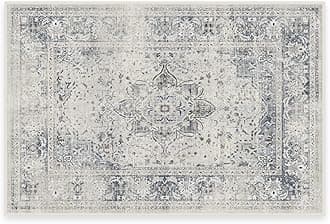 RUGGABLE Washable Vintage Area Rug – Sarrah Blue Quartz 2x3, Stain-Resistant, Non-Slip – Small Machine Washable Rugs for Living Room, Bedroom, Hallway, Entryway & Bathroom–with Standard Pad