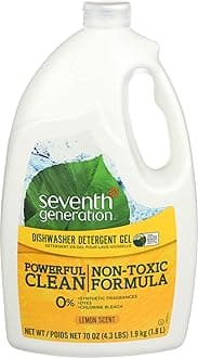 Seventh Generation 22831CT Natural Automatic Dishwasher Gel, Lemon, Jumbo 70 oz Bottle, 6/CTU.S. EPA Safer Choice