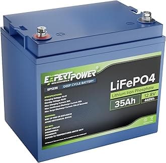 ExpertPower 12V 35Ah Lithium LiFePO4 Deep Cycle Rechargeable Battery | 2500-7000 Life Cycles & 10-Year Lifespan | Built-in BMS | RV, Solar, Marine, Overland, Off-Grid, Scooter