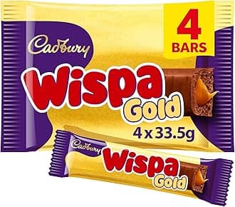Wispa Gold Chocolate, Indulgent Milk Chocolate with Caramel Centre, 4 x 38.3 g Bars (Pack of 1)