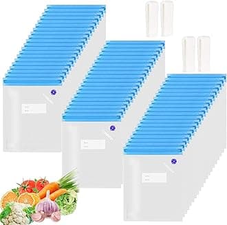 Sous Vide Bags 60pcs Reusable Vacuum Sealer Bags with 4 Sealing Clips, Reusab...