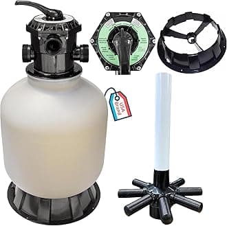 HYDROTOOLS BY SWIMLINE 16 Inch Sand Filter Combo Set With Stand & Multi Port Valve | 100 Pound Sand Capacity