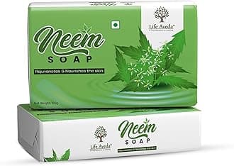 Life Aveda Neem Soap | Ayurvedic Herbal Soap with Neem, Lemon & Aloe Vera | Manages Acne, Pimples, & Excessive Oil | Antibacterial & Antiseptic Skin Care - 100g