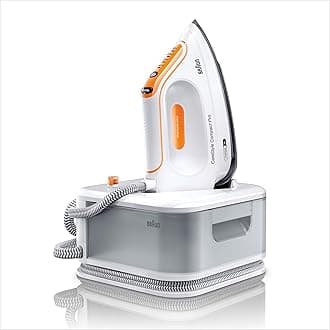 CareStyle Compact Pro Steam Generator Iron, FreeGlide 3D, iCareMode, Eco and Turbo, Vertical Vaporization, Anti-drip, Water Tank 1.5 L, 6 bar/400g/min, 2400W, White/Orange