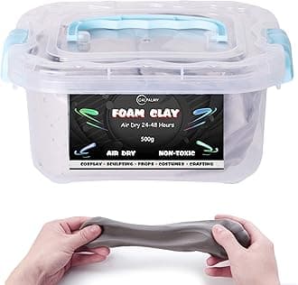 1.1lb Moldable Cosplay Foam Clay (Grey) – High Density for Intricate Designs | Air Dries to Perfection for Cutting with a Knife or Rotary Tool, Sanding or Shaping