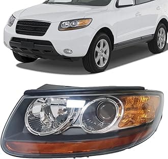 Front Headlight for 2007-2012 Hyundai Santa Fe Halogen Headlight, 921010W100 921010W500 Front Headlamp Replacement Assembly（Driver Side Headlight）