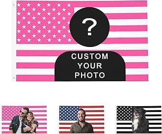 OHORTEB Custom Photo Flag Design Your Own Picture Text Logo Personalized Flag Customizable Image Gifts for Indoor Outdoor Decoration (Pink (American), 4X6 FT)