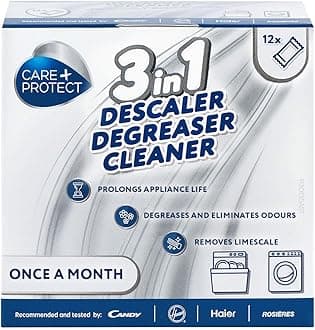 Care+Protect 3 in 1 Washing Machine - Dishwasher Cleaner - Limescale Remover - Degreaser - Hygienic Cleaner - Universal - 12 Sachets for 12 Months Supply