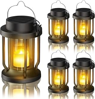 Solar Candle Lantern(Black, 4 Pack)