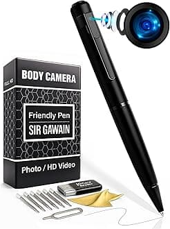 SIRGAWAIN 1080P Body Camera Pen [Upgraded 2024] – Body Cam with HD Video or Picture Taking, SD Card Storage, and Manual Control for Privacy Compliance (Pen Cam)