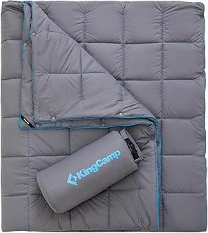 Ultralight Camping Blanket, Packable Down Alternative Puffy Wearable Blankets Weatherproof Warm Package Quilt with Snap Buttons for Outdoor Hiking Travel Picnic Stadium (69" x 53", Charcoal)