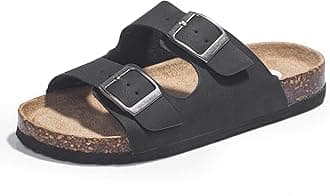 FITORY Boys Girls Glitter Slide Sandals, Cork Slipper with Adjustable Straps for Little Kid/Big Kid