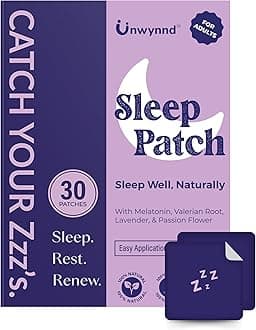 - Unwynnd Sleep Patches For Adults | Plant-Based Melatonin 5mg For Deep Sleep & Stress Relief With L-Theanine, Valerian Root, Lavender | Skin-Friendly, Easy-Use, & 8-Hour Sleep Aid | 30 Patches