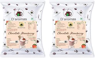 D'aromas Chocolate Strawberry Shake Premix, Instant Milkshake Powder - 1kg, Ideal for Parties, Wedding, Café, Restaurant