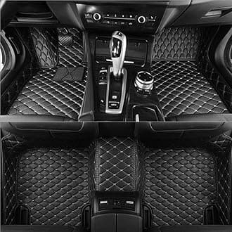 Custom Making Car Floor Mats for Mercedes-Benz G,GL,GLA,GLB,GLC,GLE,GLK,GLS,M,ML 2000-2023 Non-Slip Leather Floor Liners (Black+White)