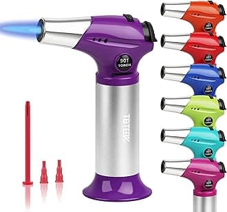 TBTEEK Butane Torch T901, Kitchen Torch Cooking Torch with Safety Lock & Adjustable Flame for Cooking, BBQ, Baking, Brulee, Creme, DIY Soldering(Butane Not Included), Purple