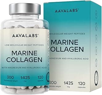 Marine Collagen Supplements for Women and Men (1425mg Per Serving) with Hyaluronic Acid & Magnesium - 120 Hydrolysed Marine Collagen Capsules - Low Molecular Weight Peptides