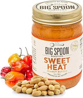 Sweet Heat Peanut Butter w/Habanero Chiles & Sea Salt - Low Sugar, Sweet & Spicy, Creamy Peanut Butter - Keto, Palm Free, & Vegan - 13 Ounces