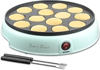Baker's Friend Mini Pancakes Maker Machine, Dutch Mini Pancake Griddle, 14 Holes Electric Poffertjes Pan, Ideal for Breakfast, Snacks, Desserts & More