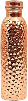 PIEPOT 100% Pure Copper Hammered Water Bottle 1 Litre/tamba bottle 1 litre/Drinking Water bottle copper (Brown, Pack of 1) (Hammered Bottle)