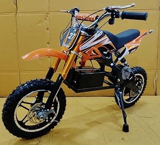 24V Dirt Rocket Electric-Powered Dirt Bike with Rear-Wheel Drive, High-Torque, Chain-Driven Motor, for Kids Yellow (Orange) - for Offroad Category & Purpose ONLY