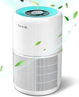 AIRTOK HEPA Air Purifier for Bedroom Home with Fragrance Sponges | 4-In-1 H13 True HEPA Air Filter for Smoke Dust Pollen Pet Dander Odors,99.97% Removal to 0.1 Microns | Ozone-Free, Night Light
