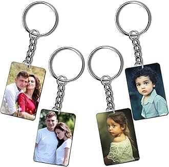 Personalised Photo/Name Keychain Customised Photo Key Chain With Picture For Bike, Car, Home, Office (Multicolour 5.7X4.4 Cm)