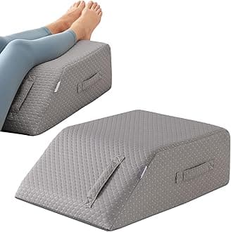 MEGCXIT Leg Pillow Elevation Blood Circulation, Leg Wedge for Elevation for Swelling, Leg Elevating Pillow for After Surgery, Memory Foam Foot Knee Pillow for Back Sleeping 23.6×16.8×8 Inch Grey
