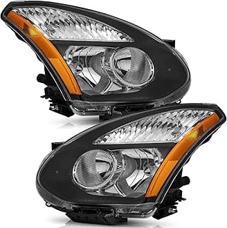 WEELMOTO headlight for 2008-2013 Nissan Rogue /2014-2015 Select,Black Housing Amber Reflector, Left+Right