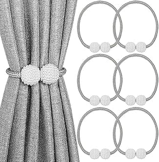 Lonimia 6Pcs Magnetic Curtain Tiebacks,Curtain Tie Backs,Rope Buckle Curtain Holdbacks Holder,Curtain Holder Holdbacks with Strong Magnetic,for Home Bedroom Office Decorative Curtain
