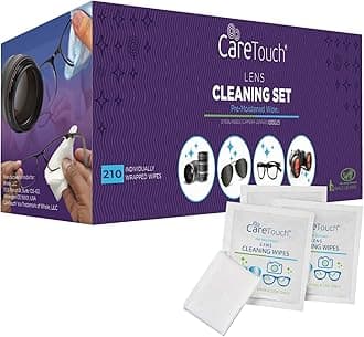 Lens Wipes for Eyeglasses - 210 Individually Wrapped Pre-Moistened Wipes, 5x6 Inches - Cleaner for Glasses, Sunglasses, and Screens - Gentle and Portable for On-the-Go Cleaning of Devices